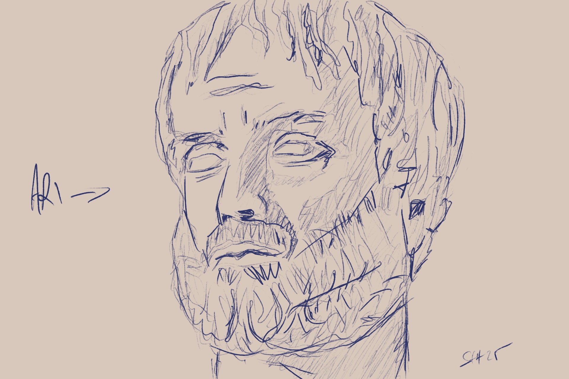 Aristoteles, Portrait, Kopf, Zeichnung