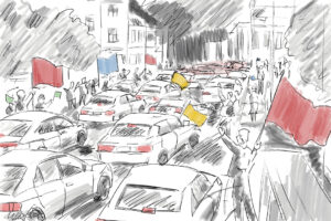 Ausnahmezustand in der Stadt - Fußballkorso